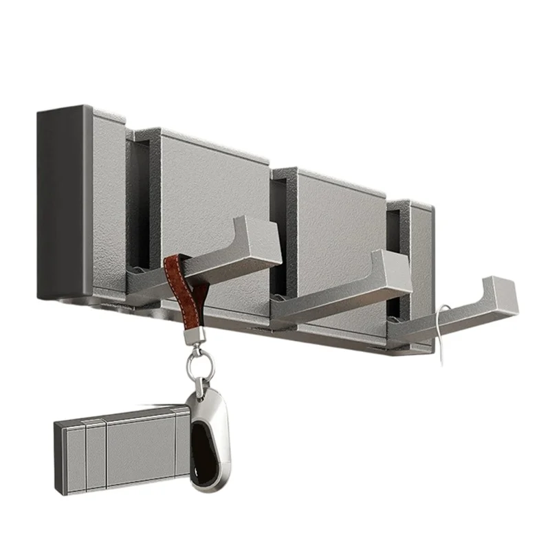 Складная вешалка с 3 крючками, крепится на дверь без сверления, экономит пространство, настенная вешалка для верхней одежды, подходит для прихожей и ванной комнаты - Tarnish