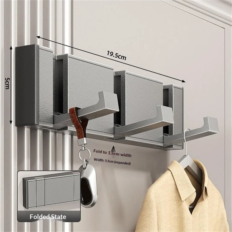 Складная вешалка с 3 крючками, крепится на дверь без сверления, экономит пространство, настенная вешалка для верхней одежды, подходит для прихожей и ванной комнаты - Tarnish