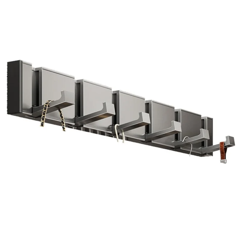 6-Hook Foldable Over Door Hanger No Drilling Space Saving Wall Mounted Coat Rack for Entryway Bathroom - Tarnish