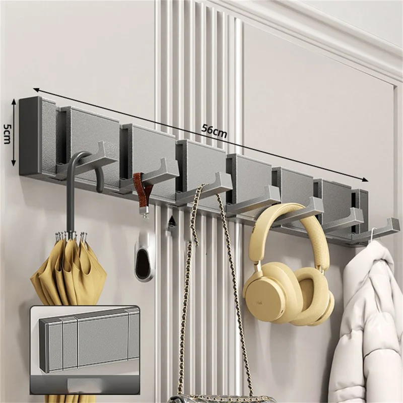 8-Hook Foldable Over Door Hanger No Drilling Space Saving Wall Mounted Coat Rack for Entryway Bathroom - Tarnish