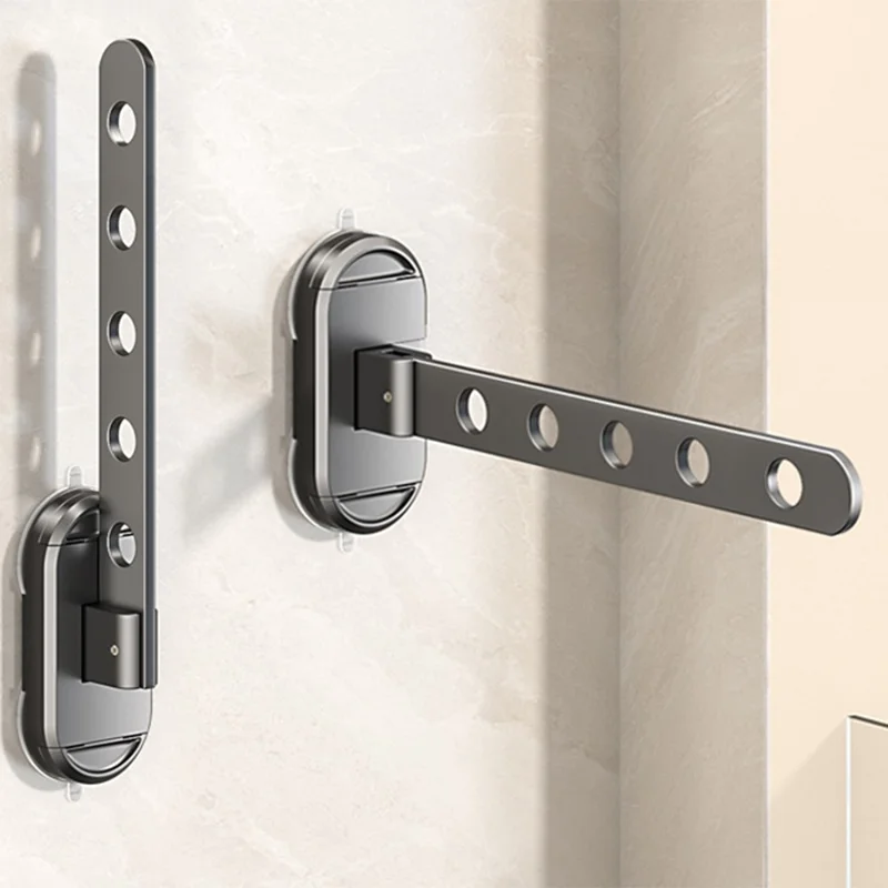 30cm Length 5-Hole Clothes Hanger Suction Cup Wall Mounted Foldable Drying Rack Indoor Laundry Organizer - Tarnish