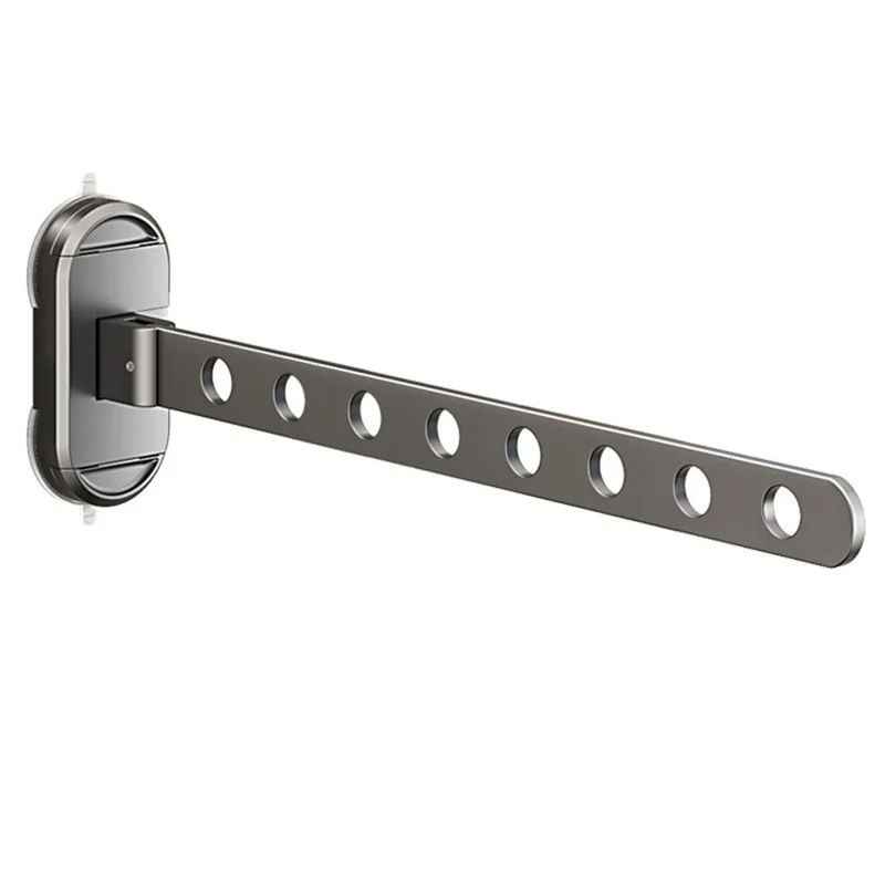 44cm Length 8-Hole Clothes Hanger Suction Cup Wall Mounted Foldable Drying Rack Indoor Laundry Organizer - Tarnish