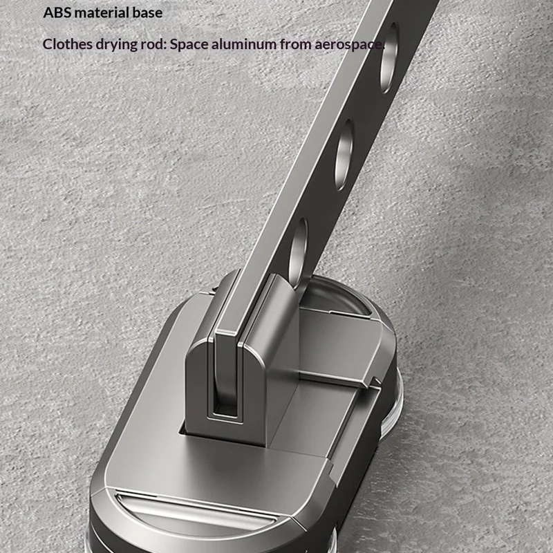 44cm Length 8-Hole Clothes Hanger Suction Cup Wall Mounted Foldable Drying Rack Indoor Laundry Organizer - Tarnish