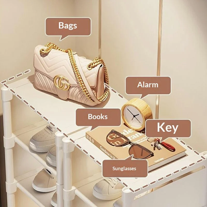 4 Tier Shoe Rack Space Saving Entryway Organizer Stackable Storage Shelf For Hallway Bedroom Closet - White