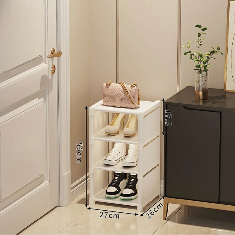 4 Tier Shoe Rack Space Saving Entryway Organizer Stackable Storage Shelf For Hallway Bedroom Closet - White