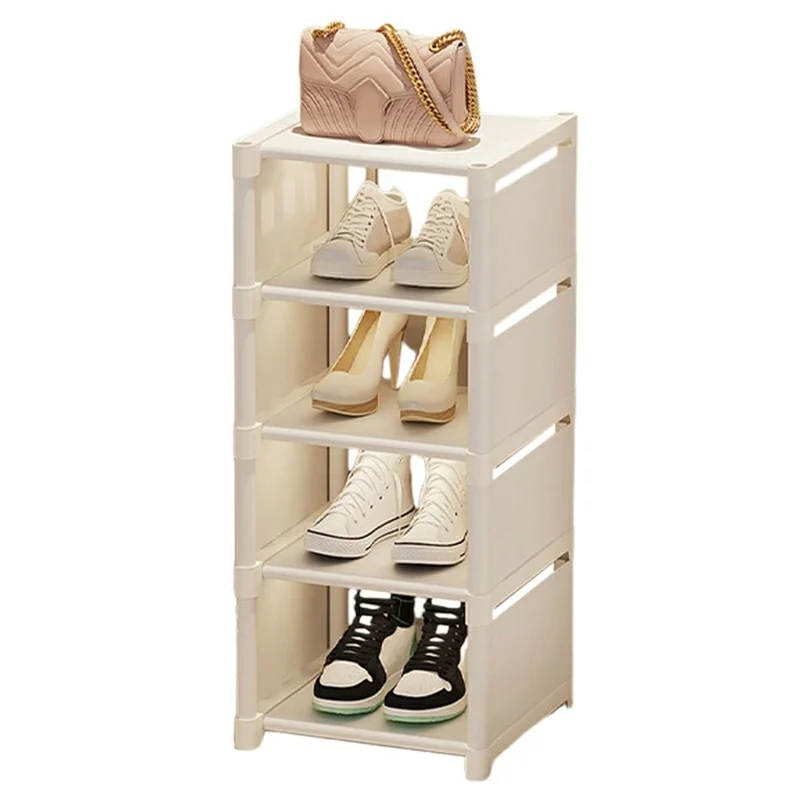 5-уровневая обувница с экономией места, органайзер для прихожей, стеллаж для хранения, стопкуемая полка для коридора, спальни, шкафа - белый