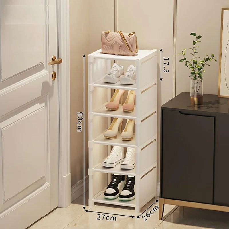 Prateleira para Sapatos de 6 Níveis, Organizador de Entrada com Poupança de Espaço, Prateleira de Armazenamento Empilhável para Corredor, Quarto ou Closet - Branco