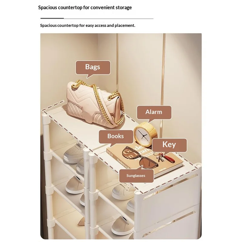 7 Tier Shoe Rack Space Saving Entryway Organizer Stackable Storage Shelf For Hallway Bedroom Closet - White