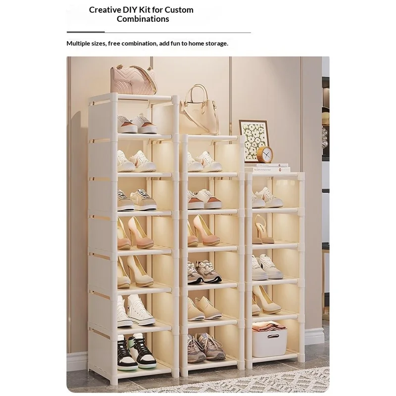 7 Tier Shoe Rack Space Saving Entryway Organizer Stackable Storage Shelf For Hallway Bedroom Closet - White