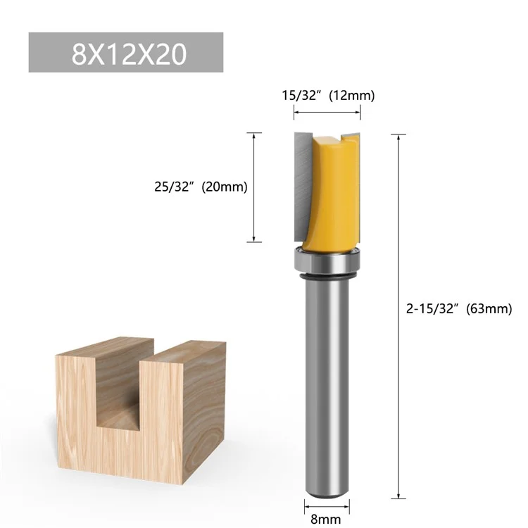 MC02210T3 3PCS 8mm Shank Woodworking Slotting Cutter Wood Trimmer Knife Cutting Tool Set
