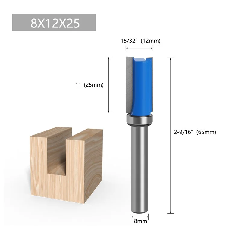 MC02210T3 3PCS 8mm Shank Woodworking Slotting Cutter Wood Trimmer Knife Cutting Tool Set