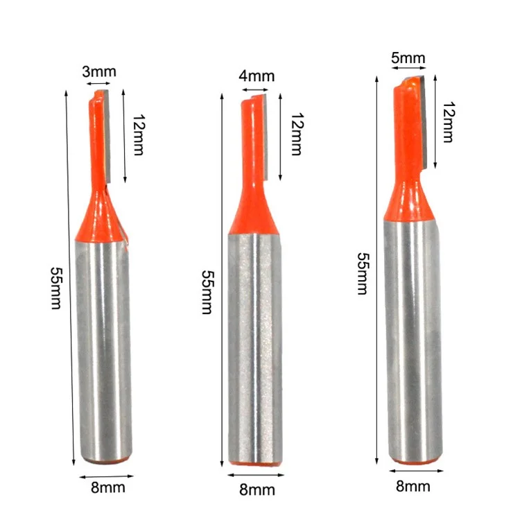 MC02083 3PCS 8mm Shank Woodworking Milling Cutter Knife Trimmer Cutter Set