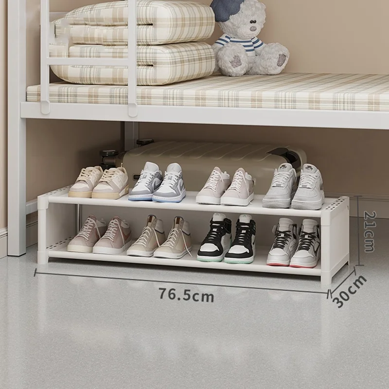 2-уровневая обувница 76,5 см, компактная подвесная полка для обуви, пылезащитный органайзер для хранения в общежитии - белый цвет