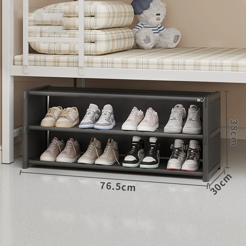 3-уровневая обувница 76,5 см, экономия места, под стол, для общежития, пылезащитная органайзер-корзина - Черный