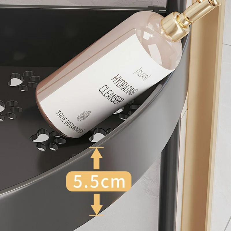 4-уровневая угловая полка для хранения, органайзер для ванной и кухни с колесиками, треугольная напольная стойка, экономия места - Черный