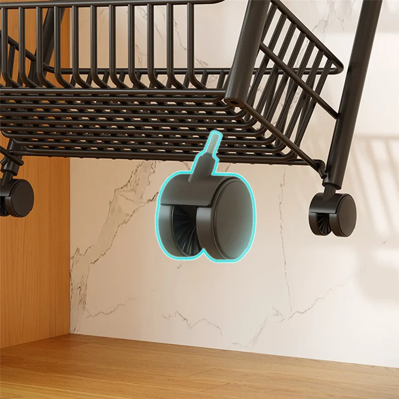 Carro organizador de cocina con 4 niveles, estante estrecho con ruedas para despensa, dormitorio y baño - Negro