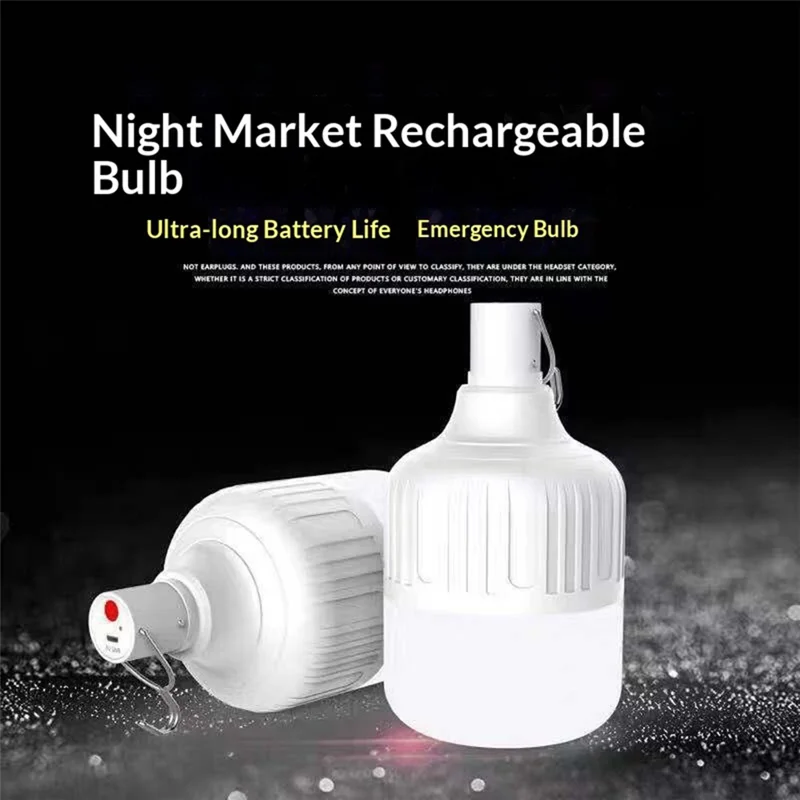 40W 70mm Outdoor Camping Lantern 5 Modes USB Rechargeable Tent Hanging LED Light Bulb