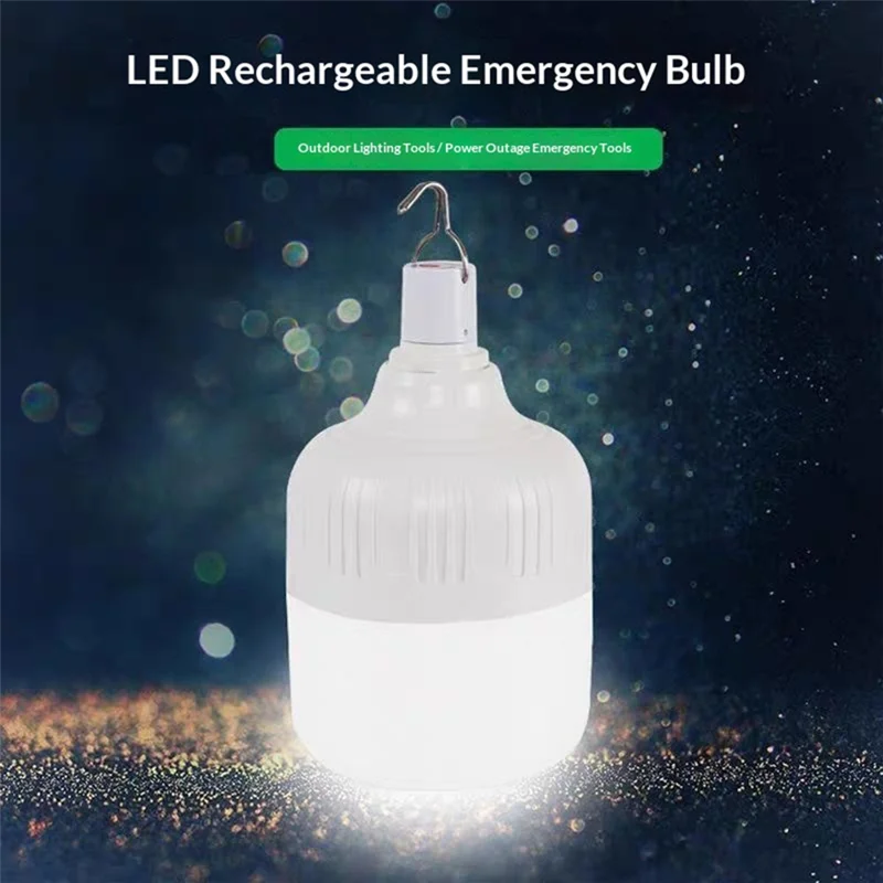 80W 80mm Outdoor Camping Lantern 5 Modes USB Rechargeable Tent Hanging LED Light Bulb