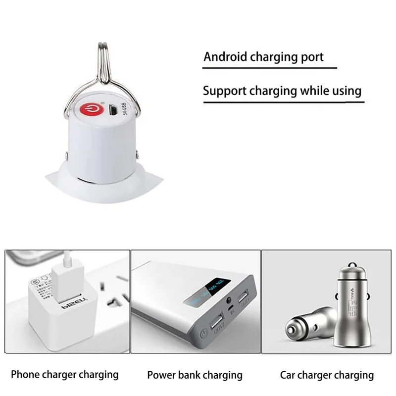 200W 120mm Outdoor Camping Lantern 5 Modes USB Rechargeable Tent Hanging LED Light Bulb