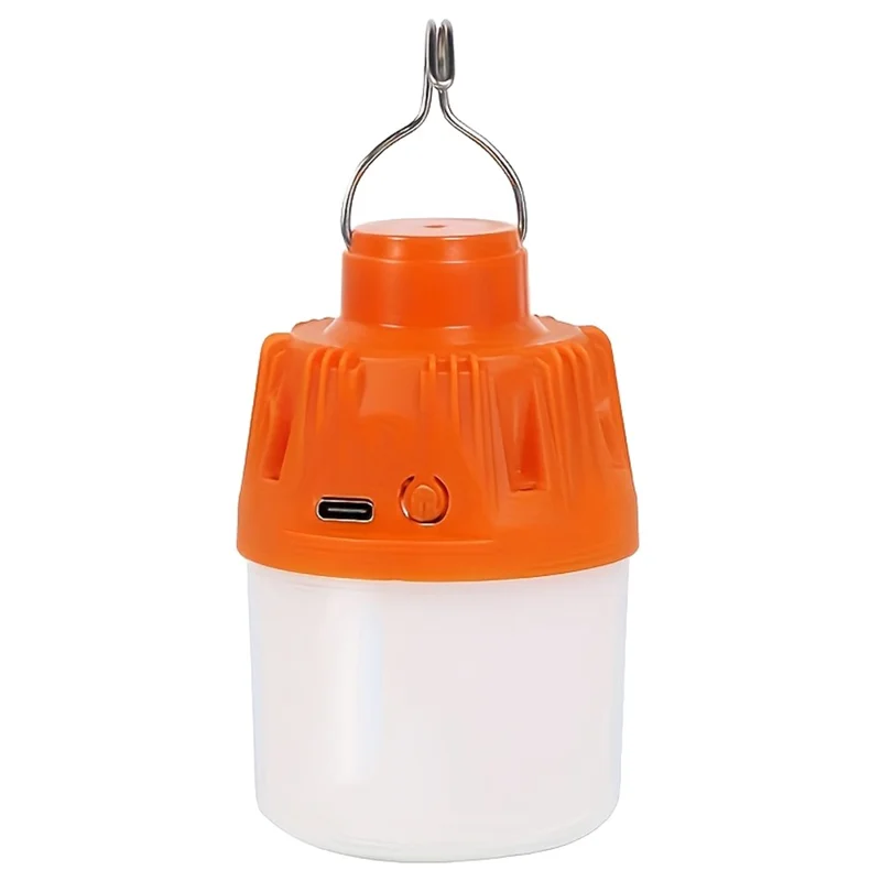 USB Rechargeable Camping Lantern Portable 3 Lighting Modes 6-LED Tent Hanging Light Bulb - Orange