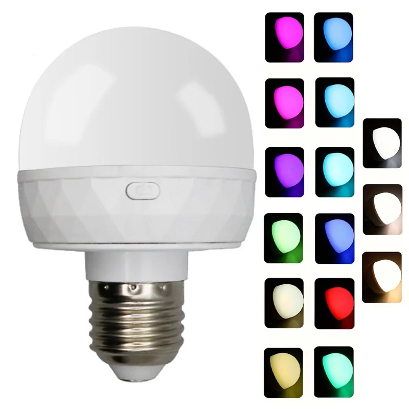 RGB-Lampe mit integriertem 2500-mAh-Akku, Fernbedienung, stufenlose Dimmung, LED-Stimmungslicht mit abnehmbarem E27-Sockel