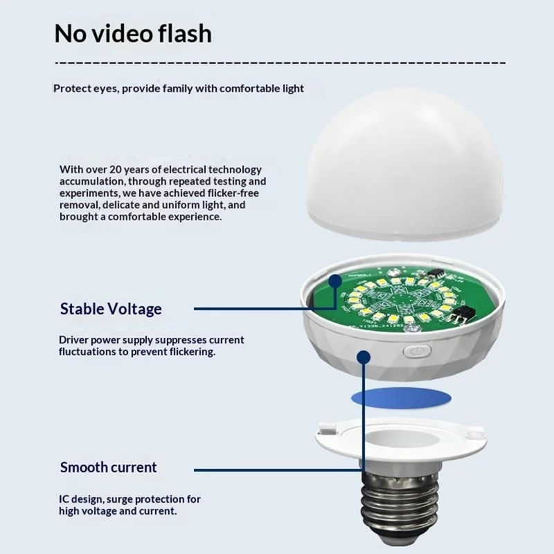 LED Mood Light Built-in 5000mAh Battery 3 Color Temperature Stepless Dimming Light Bulb with Detachable E27 Base