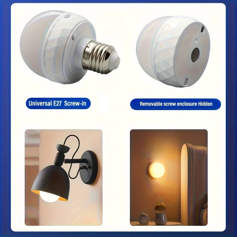 LED Mood Light Built-in 5000mAh Battery 3 Color Temperature Stepless Dimming Light Bulb with Detachable E27 Base