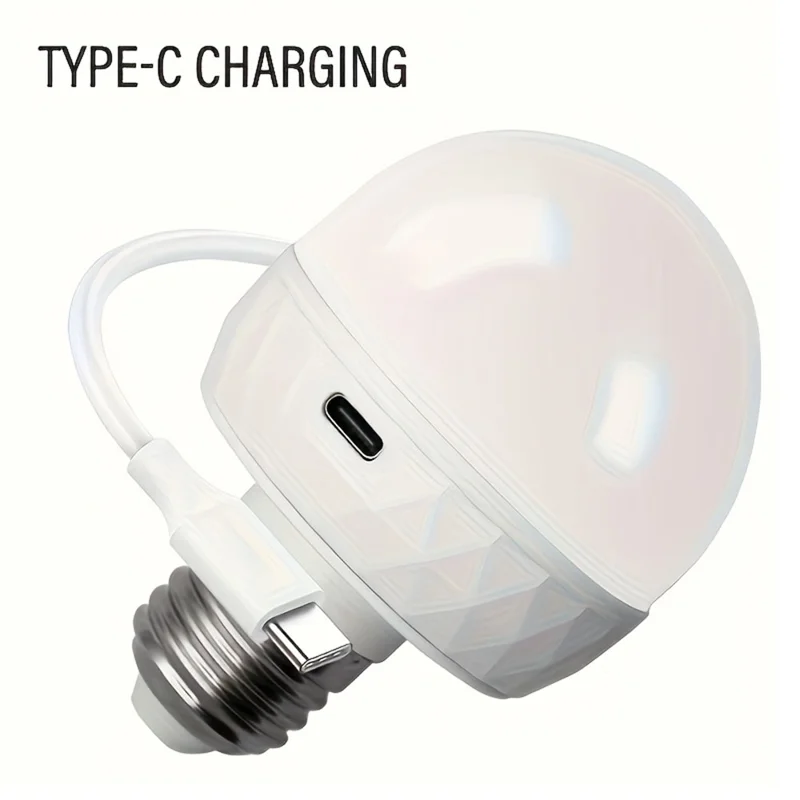 LED Mood Light Built-in 5000mAh Battery 3 Color Temperature Stepless Dimming Light Bulb with Detachable E27 Base