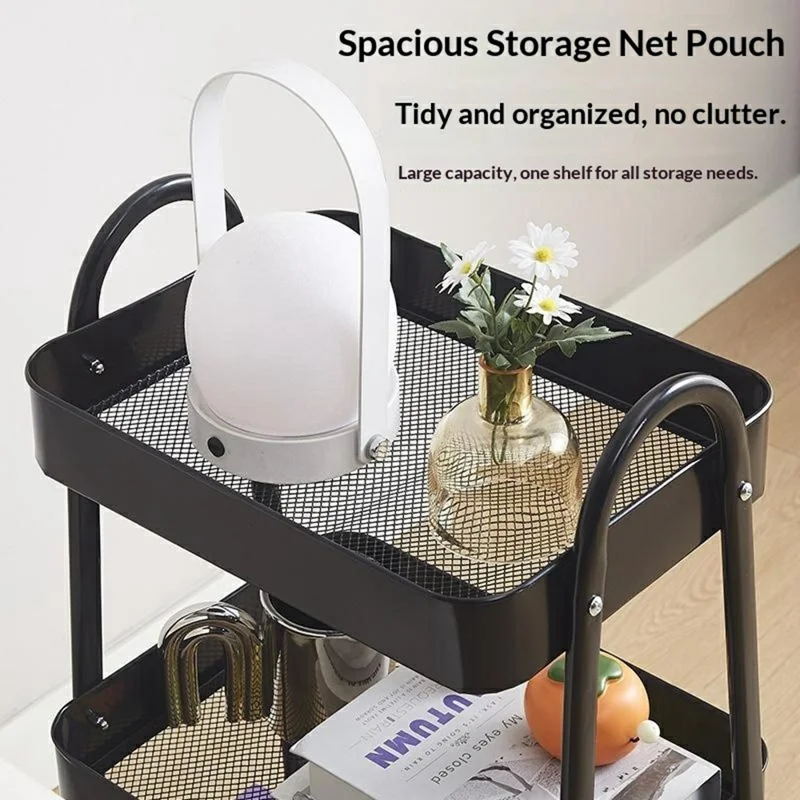 3-stufiger A-förmiger Rollwagen aus Kohlenstoffstahl, Küchenregal, bewegliches Ablagefach mit Rädern - Schwarz