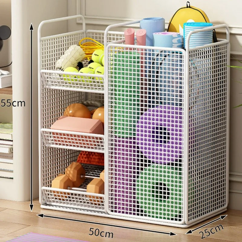 50 x 25 x 55cm Storage Rack Yoga Mat Organizer Exercise Equipment Container Holder - White