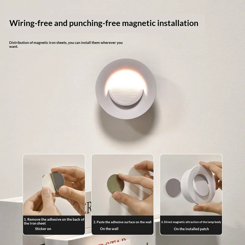 Rechargeable LED Step Light Radar Motion Sensor Wireless Night Light for Stair Hallway Wall Corner - Warm Light