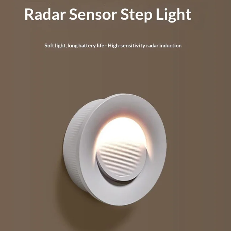 Rechargeable LED Step Light Radar Motion Sensor Wireless Night Light for Stair Hallway Wall Corner - Warm Light