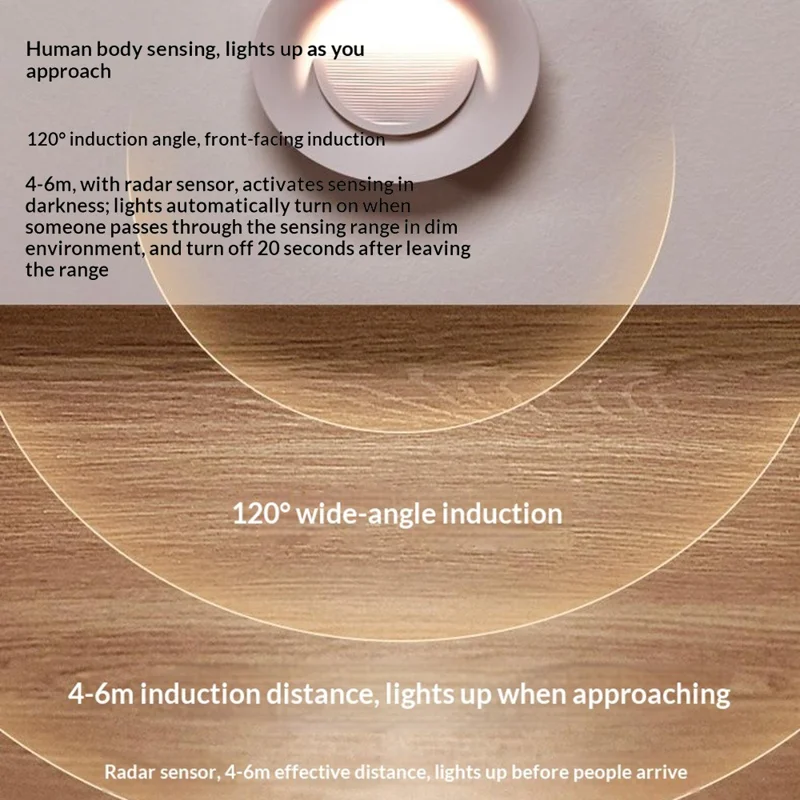 Rechargeable LED Step Light Radar Motion Sensor Wireless Night Light for Stair Hallway Wall Corner - Warm Light