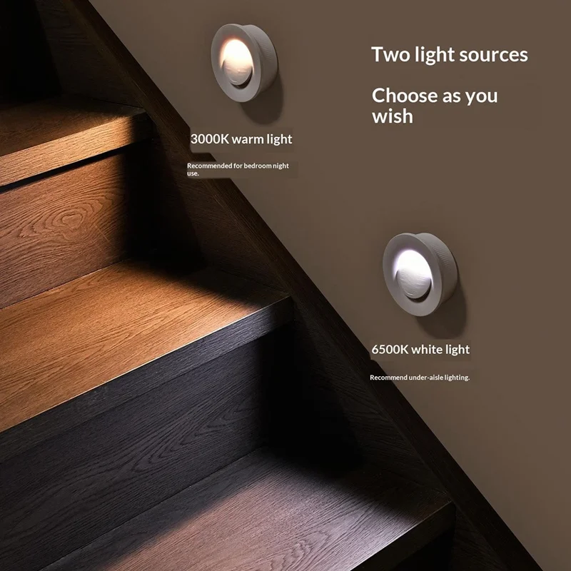 Rechargeable LED Step Light Radar Motion Sensor Wireless Night Light for Stair Hallway Wall Corner - Warm Light
