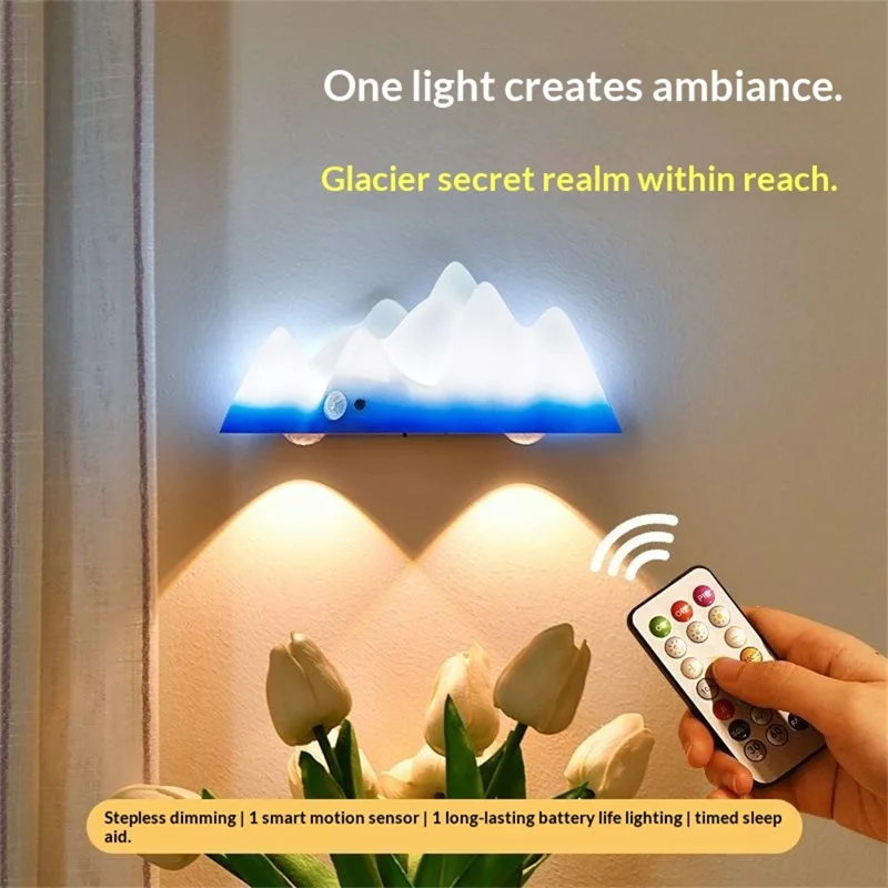 Snow Mountain Shape Rechargeable RGB Motion Sensor Light Remote Control Magnetic Night Light