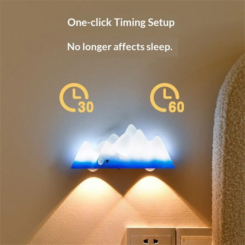 Snow Mountain Shape Rechargeable RGB Motion Sensor Light Remote Control Magnetic Night Light