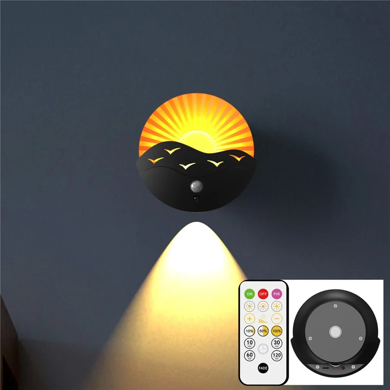 Wiederaufladbare gelbe LED-Nachtlicht mit Bewegungssensor, Fernbedienung, magnetische Stimmungsleuchte für das Bett