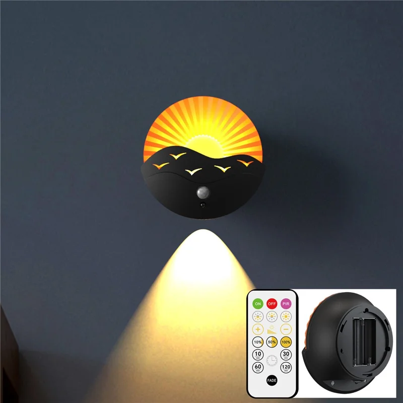 Battery Powered Yellow Light Motion Sensor LED Night Light Remote Control Magnetic Mood Lamp for Bedside