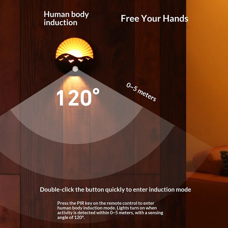 Battery Powered Yellow Light Motion Sensor LED Night Light Remote Control Magnetic Mood Lamp for Bedside