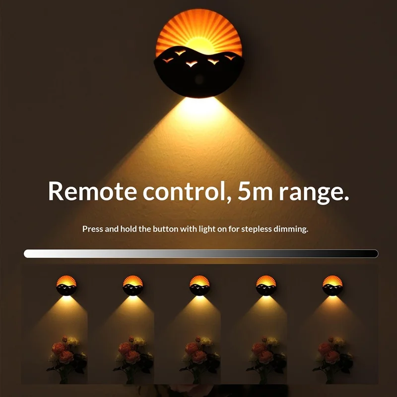 Battery Powered Yellow Light Motion Sensor LED Night Light Remote Control Magnetic Mood Lamp for Bedside