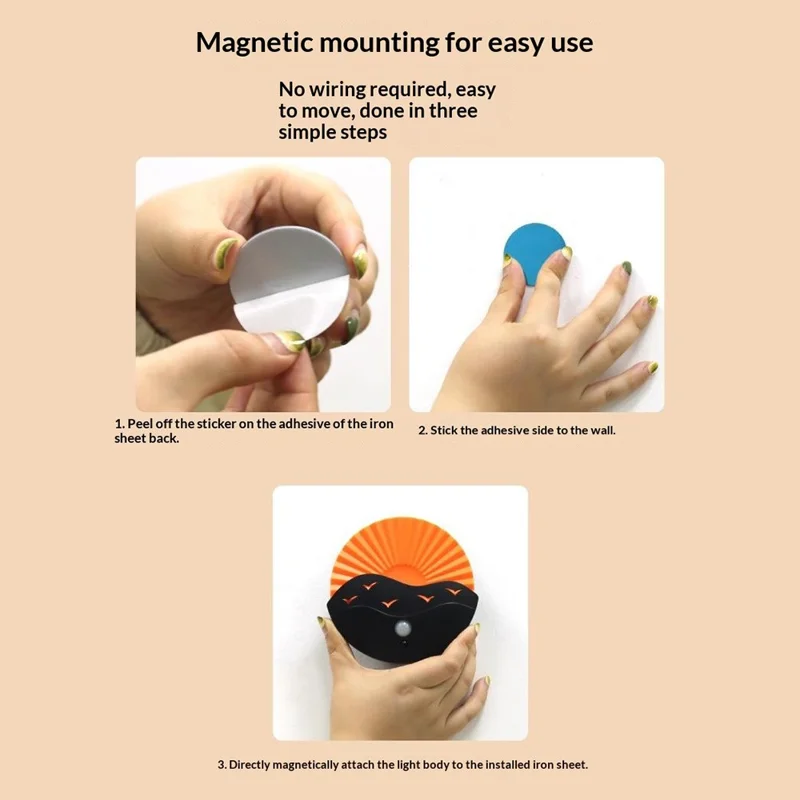Battery Powered Yellow Light Motion Sensor LED Night Light Remote Control Magnetic Mood Lamp for Bedside