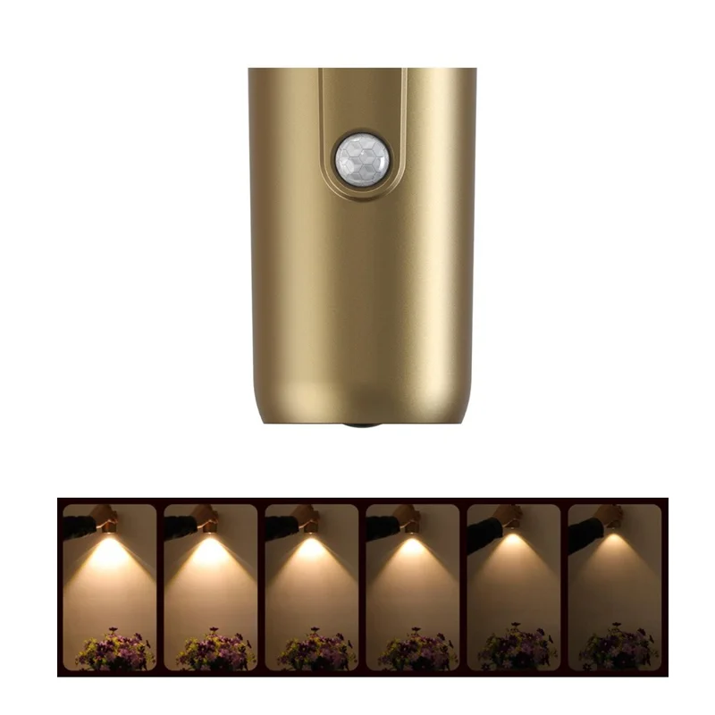 Applique murale magnétique rechargeable avec capteur de mouvement, projecteur d'entrée activé par mouvement, plaque décorative pour porte - Or