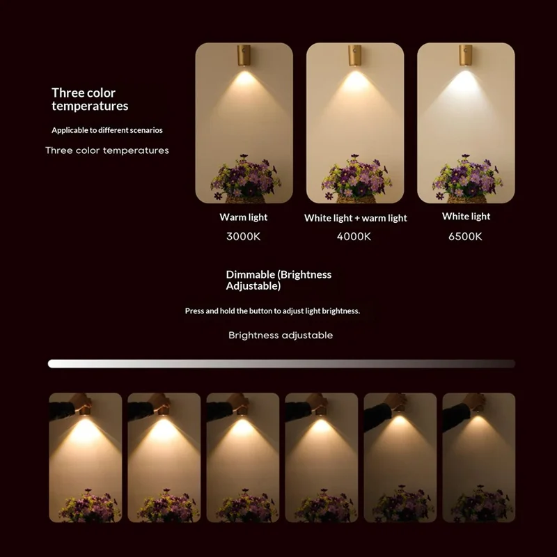 Applique murale magnétique rechargeable avec capteur de mouvement, projecteur d'entrée activé par mouvement, plaque décorative pour porte - Or