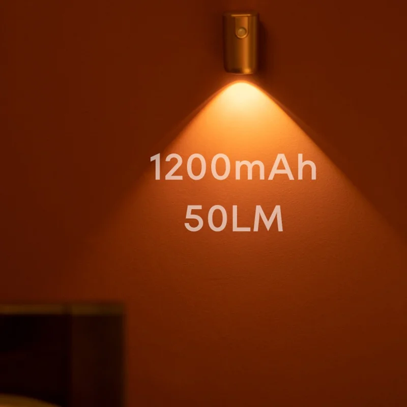 Applique murale magnétique rechargeable avec capteur de mouvement, projecteur d'entrée activé par mouvement, plaque décorative pour porte - Or