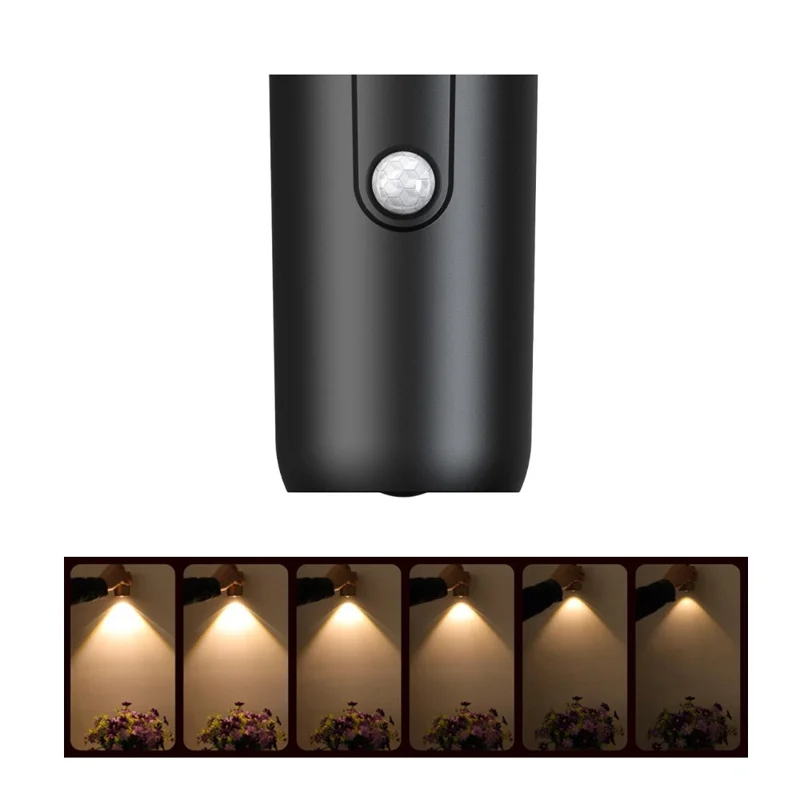 Applique murale magnétique rechargeable avec capteur de mouvement, projecteur d'entrée activé par mouvement, plaque de porte décorative - Noir