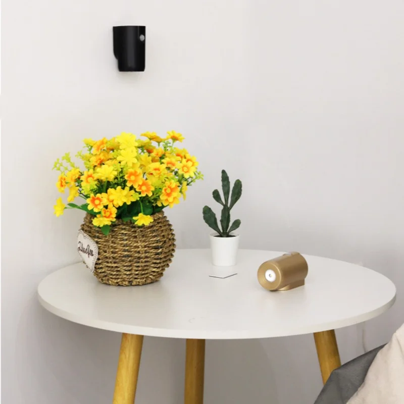 Applique murale magnétique rechargeable avec capteur de mouvement, projecteur d'entrée activé par mouvement, plaque de porte décorative - Noir