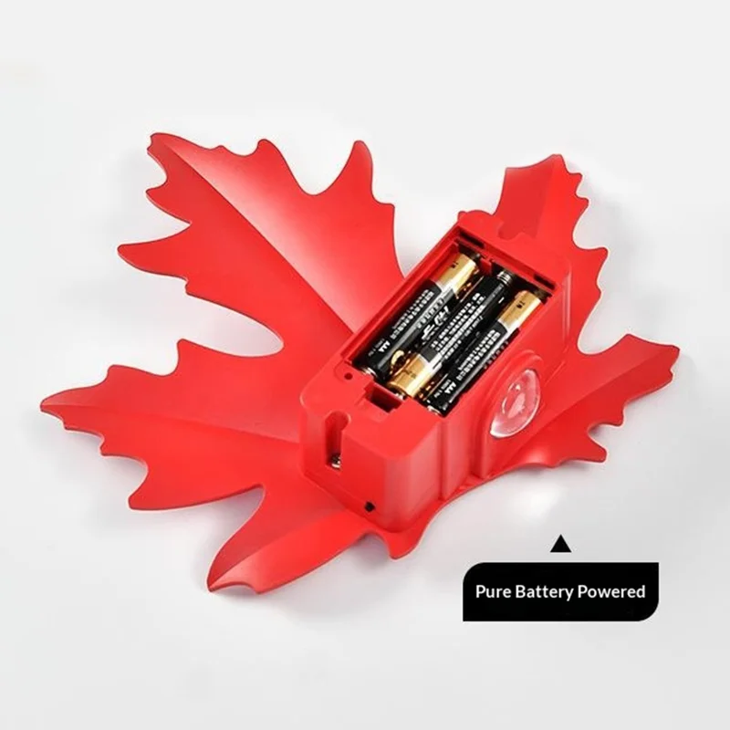 Veilleuse LED murale en forme de feuille d'érable RGB fonctionnant sur piles, avec capteur de mouvement, aimantée et télécommande - Rouge