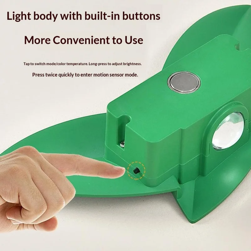 Battery Powered Yellow Light Willow Leaf Shape Smart Motion Sensor Light Magnetic LED Night Light with Remote Control - Green