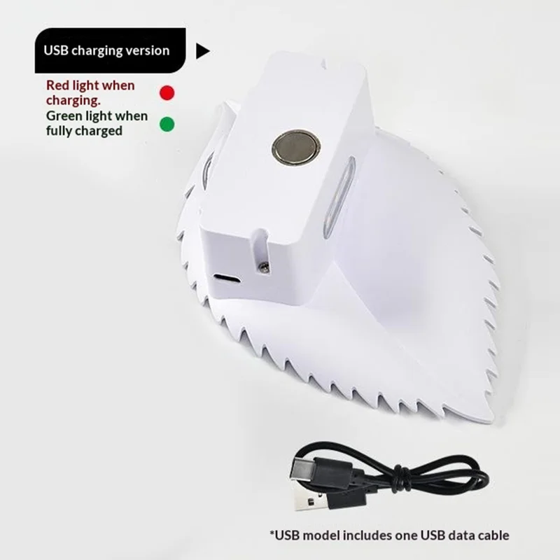 Veilleuse rechargeable en forme de feuille avec capteur de mouvement humain, télécommande, lumière jaune, lampe murale magnétique - Blanc