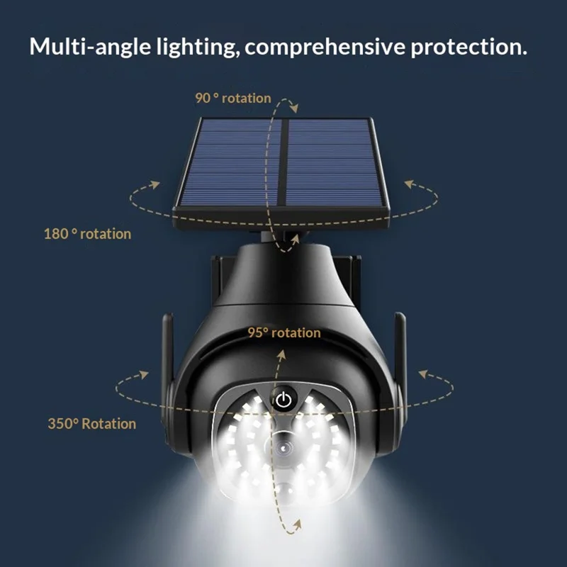 K23 Фиктивная камера с поворотной солнечной панелью, датчиком движения, работающая от солнечной энергии, имитация наружной камеры видеонаблюдения